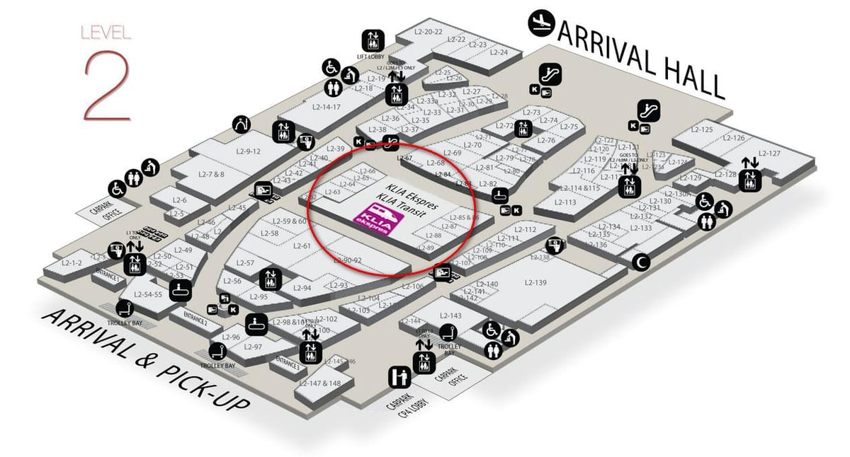 klia2 આગમન નકશો